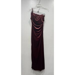 Revelry Burgundy Jade Velvet Dress Women’s Size 2 One Shoulder Gown Glam Wedding